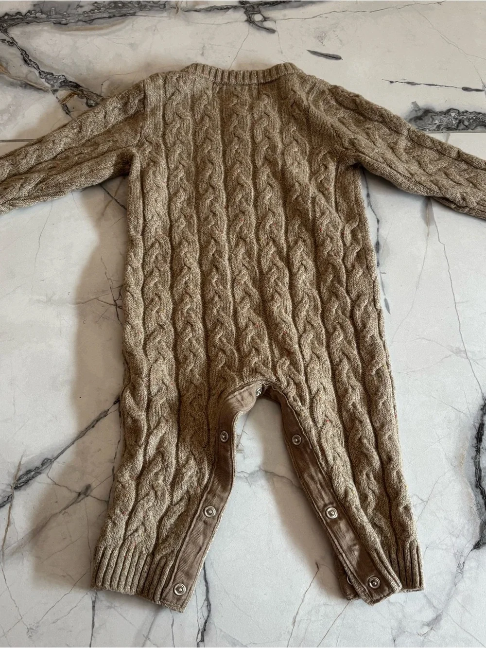Old Navy Beige Cable Knit Baby Romper